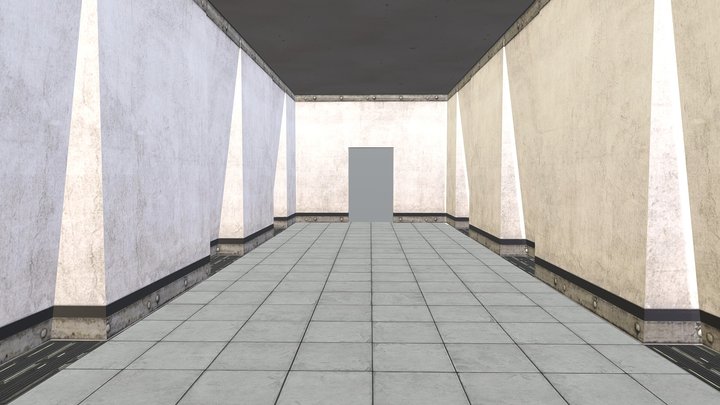 hallway 3 with 2 ways (room2_3_opt) - SCP:CB 3D Model