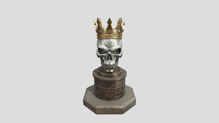 Skull with crown on trophy 3D Model