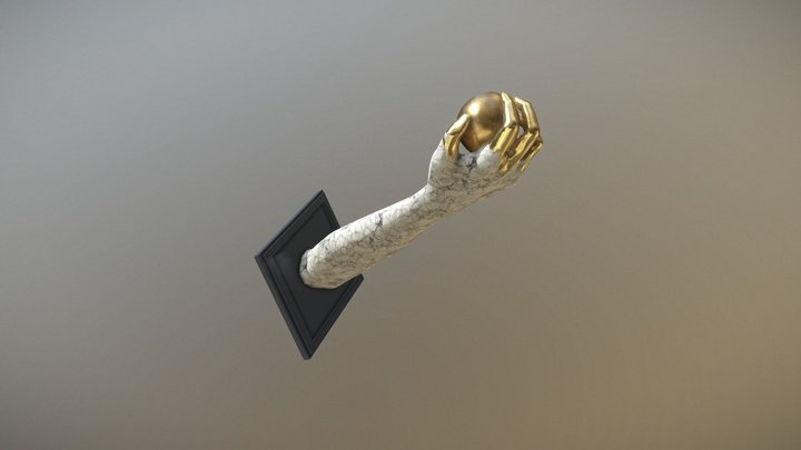 Statue Hand & Golden Apple 3D Model