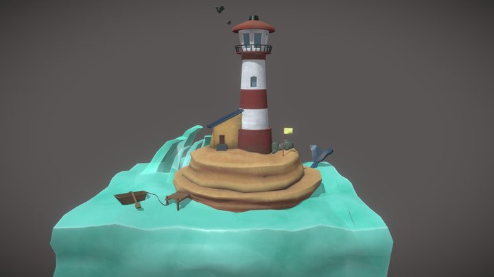 Lighthouse Island Diorama 3D Model