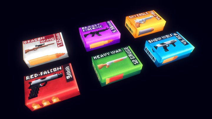 Ammo Boxes (Pixelated Low-Poly) 3D Model