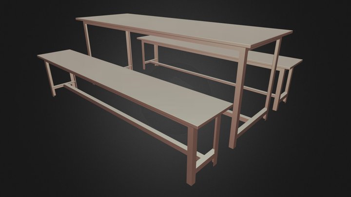 Canteen Steel Table 3D Model