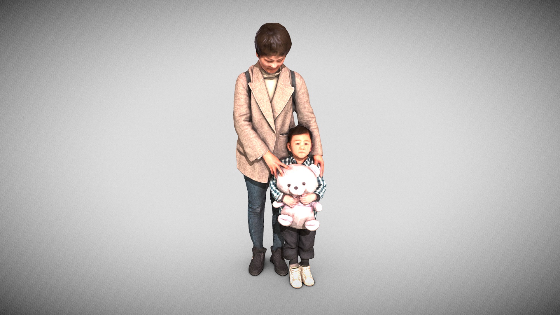 3D model 957-familly - This is a 3D model of the 957-familly. The 3D model is about a boy holding a doll.