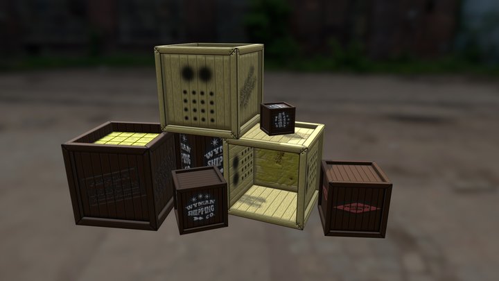 Assorted Wooden Crates 3D Model