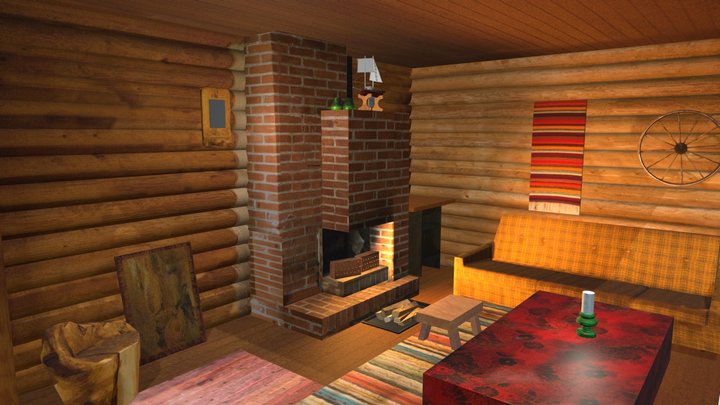 Log Cabin Interior 3D Model