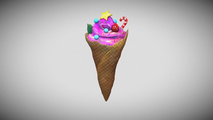 Pink Ice Cream 3D Model