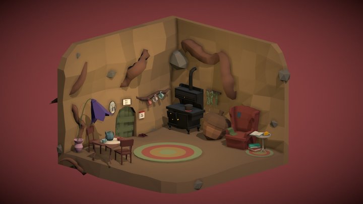 Isometric Mouse Home Lowpoly 3D Model
