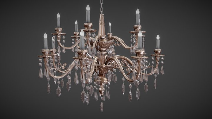 Antique ornate chandelier - Game model 3D Model