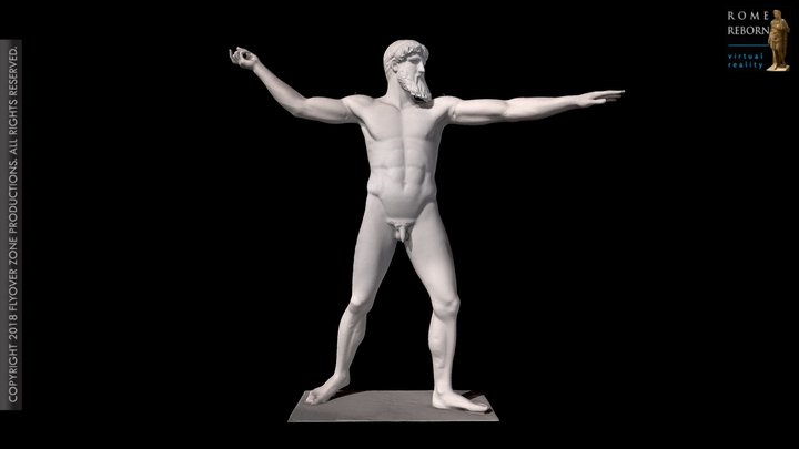 3D rendering of Poseidon or Zeus from Cape Artemesion