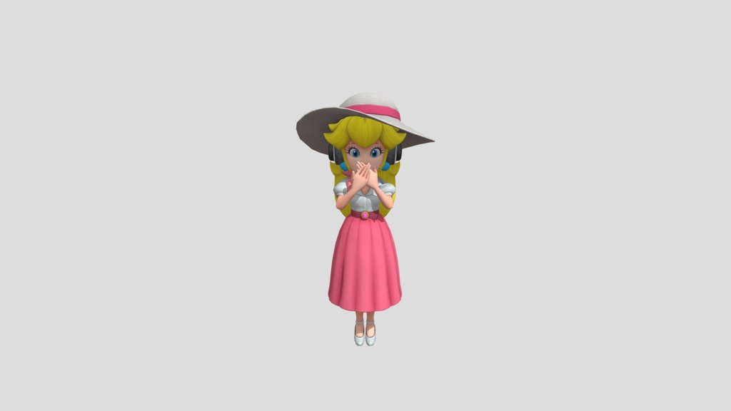 headphone peach covers her mouth with her palms