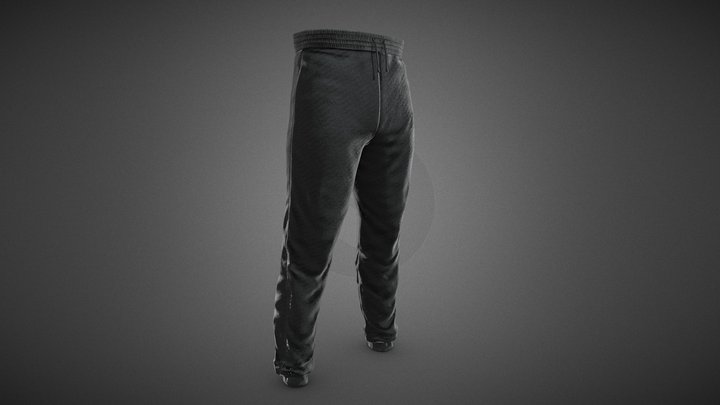 Black Stonewashed Jogger Pants 3D Model