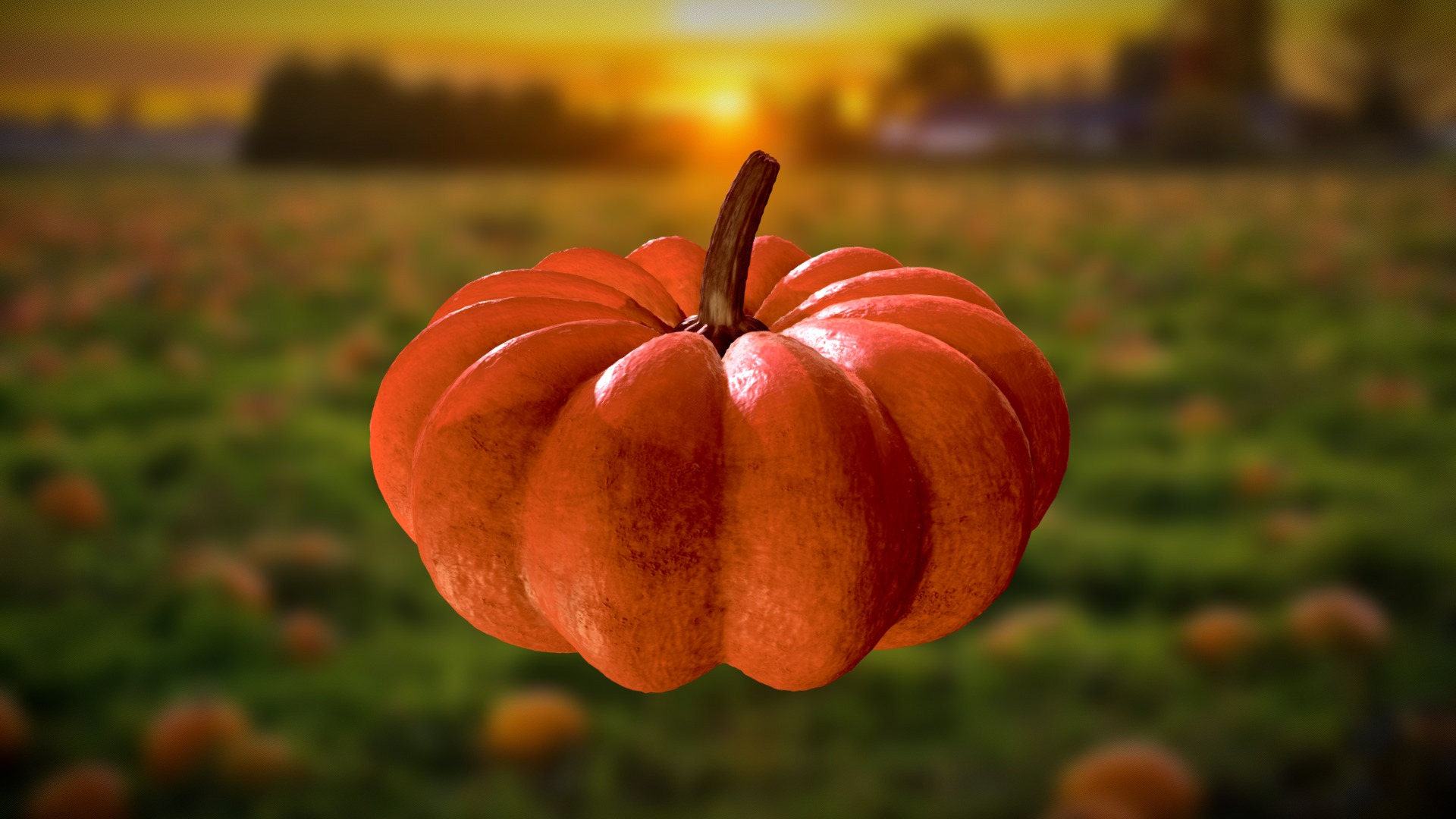 3D model Pumpkin Squash - This is a 3D model of the Pumpkin Squash. The 3D model is about a red apple on grass.