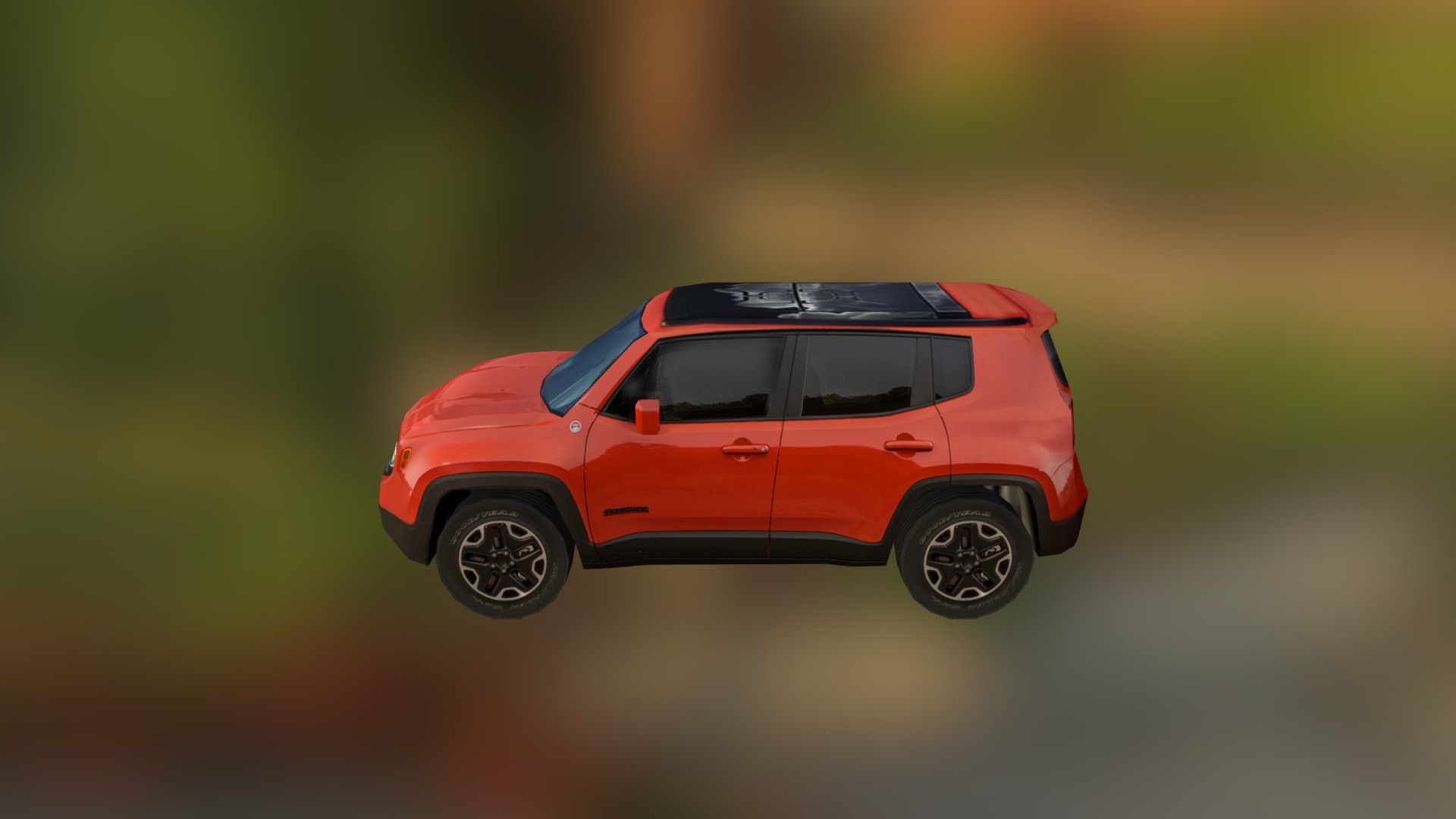 3D model Jeep Renegade 2016 4X4 - This is a 3D model of the Jeep Renegade 2016 4X4. The 3D model is about a red car with a blue roof.