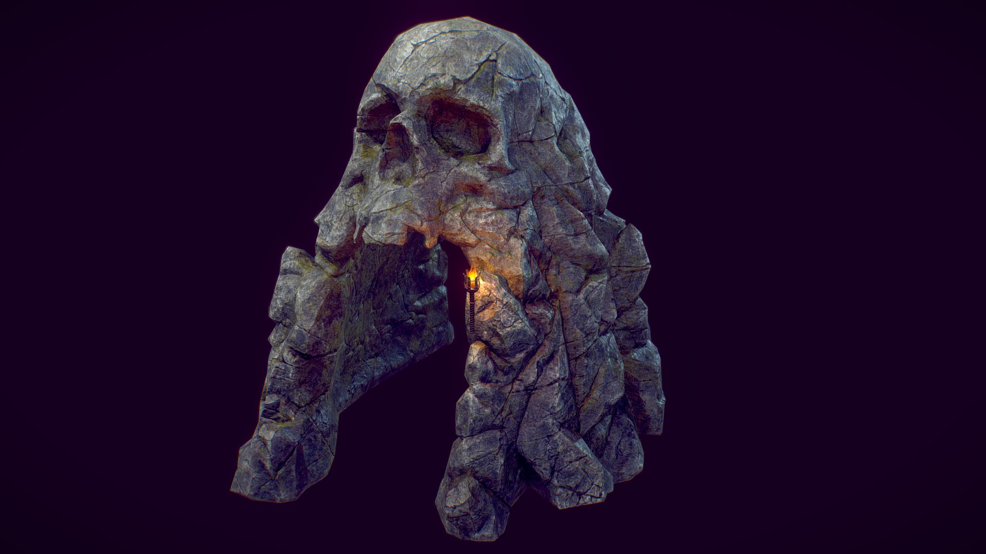 3D model Cave Entrance - This is a 3D model of the Cave Entrance. The 3D model is about a close-up of a skull.