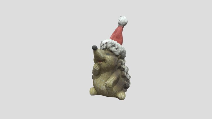 Christmas Hedgehog with Fun Hat 3D Model