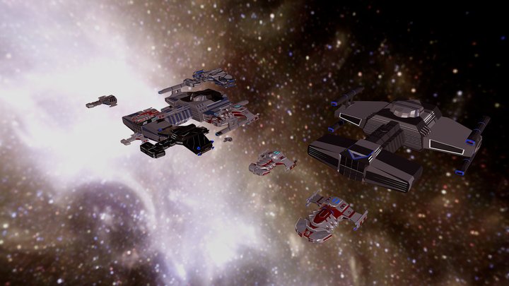 Terran Battlecruiser Fleet 3D Model