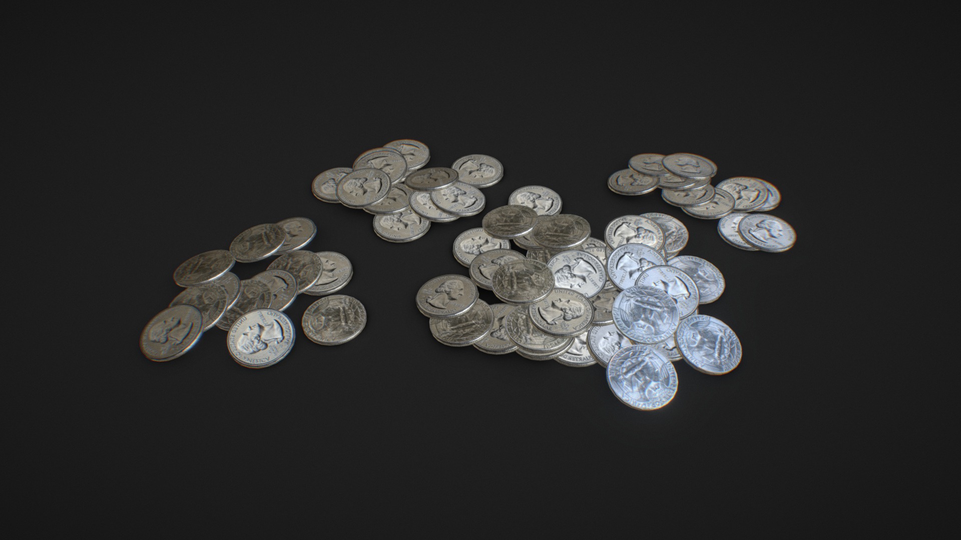 3D model Pile Of Quarters - This is a 3D model of the Pile Of Quarters. The 3D model is about a close-up of a pile of coins.