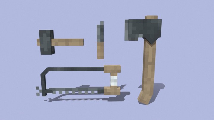 Tools Pack - Low Poly (Minecraft) 3D Model