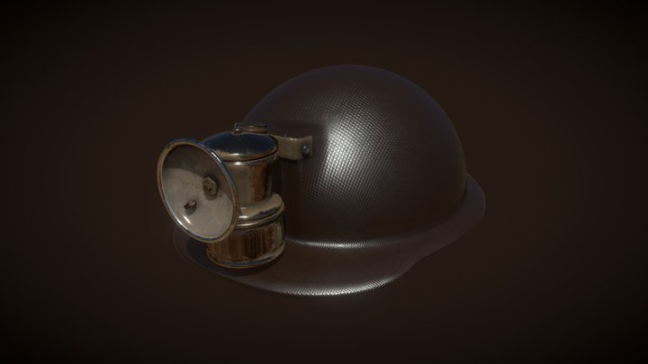 Miners helmet with carbide lamp 3D Model