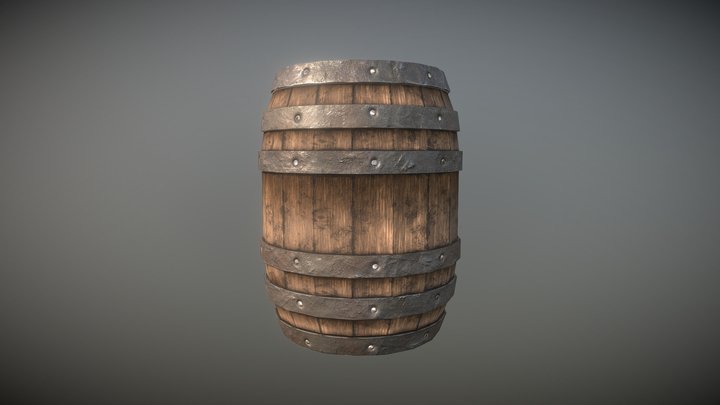 Medieval Wood Barrel 3D Model