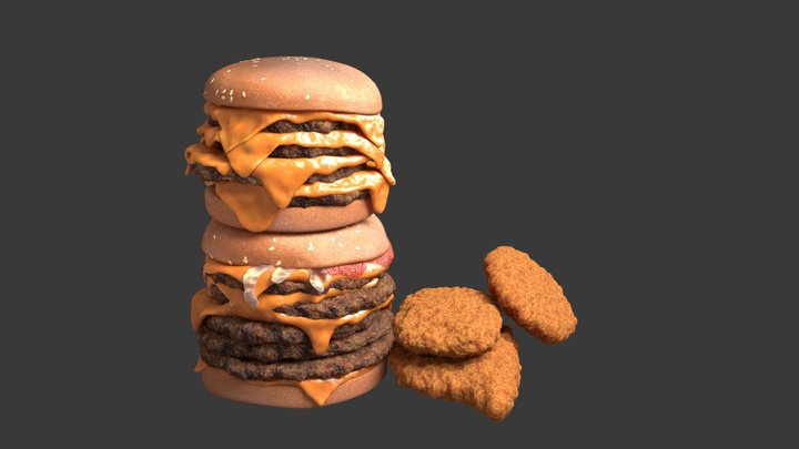Burger And Nuggets 3D Model