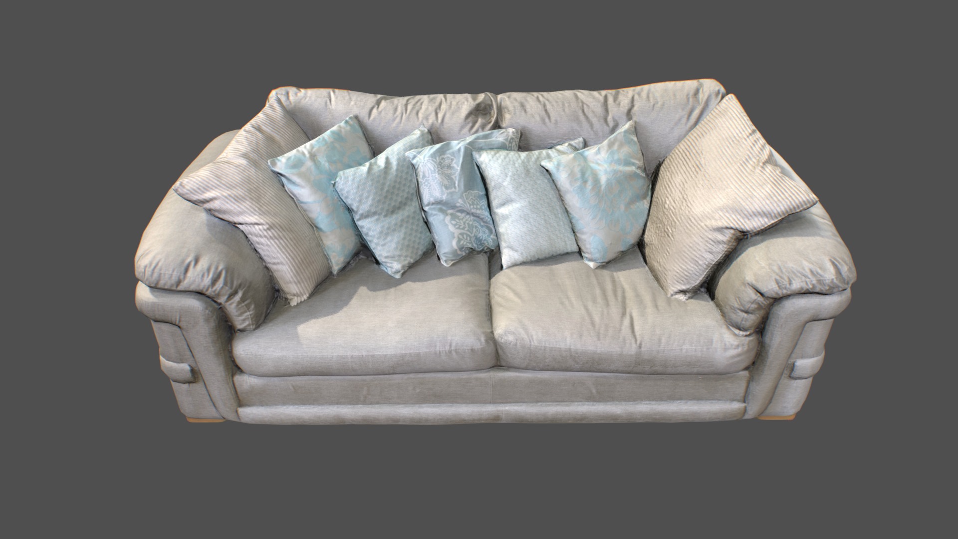 3D model Photoscanned Sofa - This is a 3D model of the Photoscanned Sofa. The 3D model is about a couch with pillows.