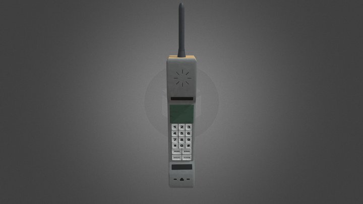 Vintage 80s Mobile Phone 3D Model