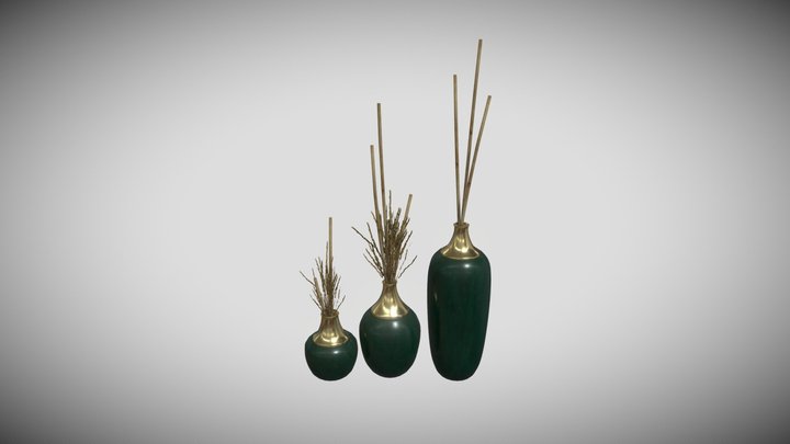 Vase and Wheat Branches Variations (Free) 3D Model