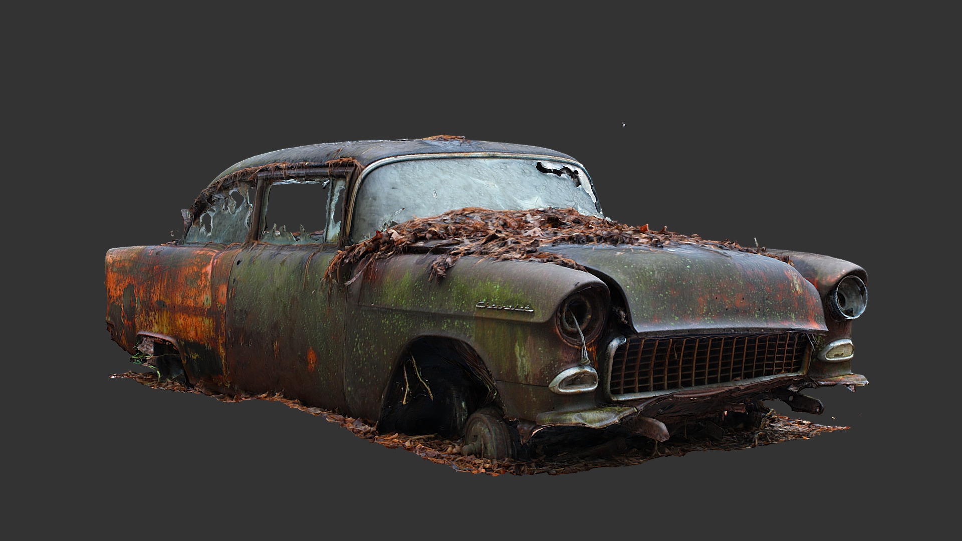 3D model 1950’s Gutted Car (Raw Scan) - This is a 3D model of the 1950's Gutted Car (Raw Scan). The 3D model is about a rusted out car.