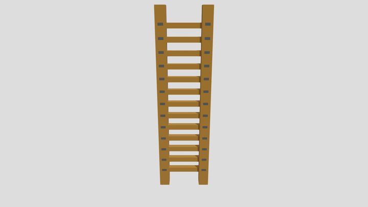 3D Wooden Voxel Ladder 3D Model