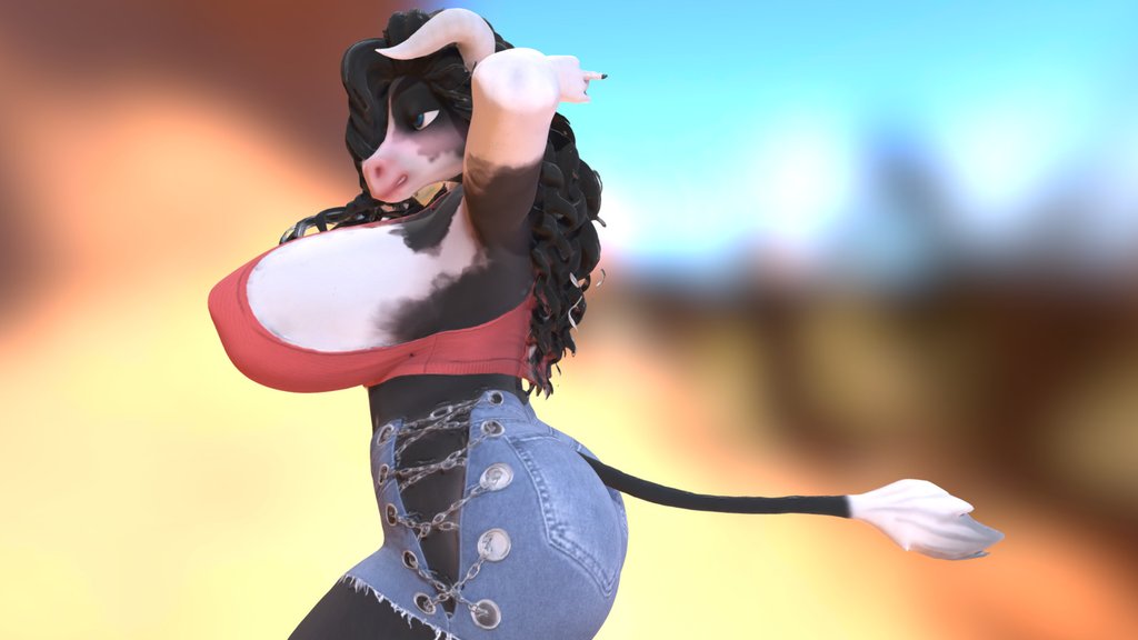 Twerking Cow Girl Avatar, Second Life 3D Scan