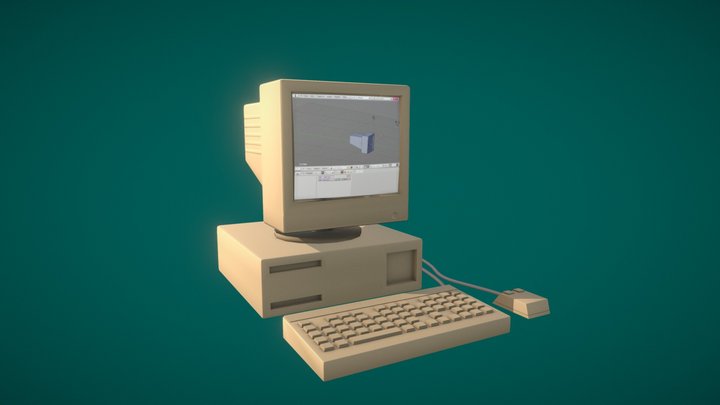 Old Stylised Computer 3D Model