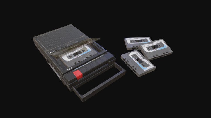 Tape Recorder with cassettes 3D Model