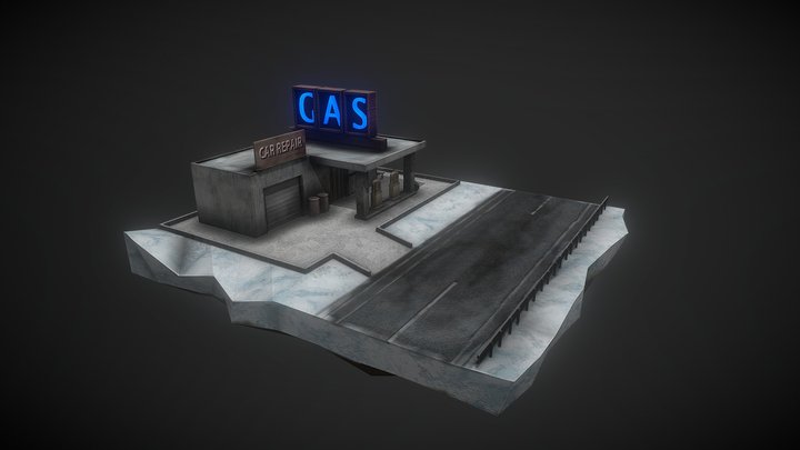 Gas Station Diorama 3D Model