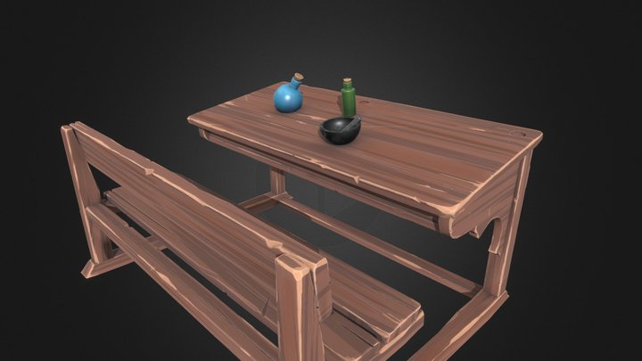 Stylized Schooldesk 3D Model