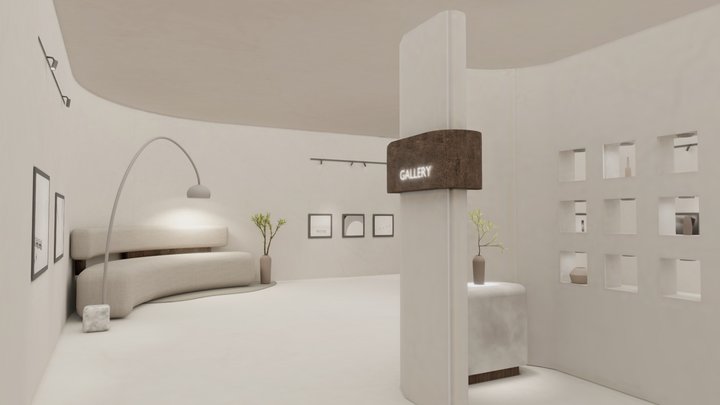 Minimalistic VR Gallery | Lobby | Baked 3D Model