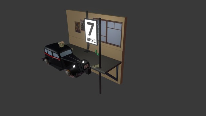 Stalinpunk Police Car Scene [XYZ school HW] 3D Model