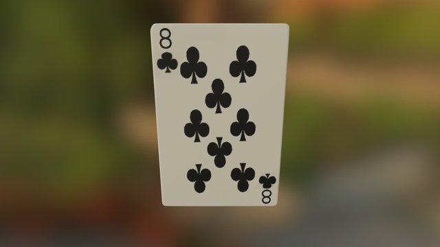 8 of Clubs Playing Card 3D Model