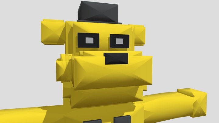 Pixel Golden Freddy 3D Model