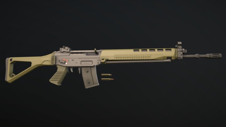 Low-Poly SiG SG-550 – Modello 3D gratuito STL