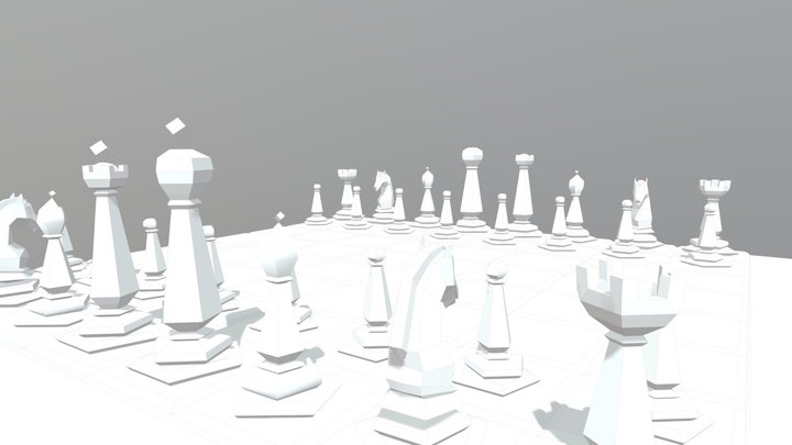 Low Poly Chess Set (Unpainted) 3D Model