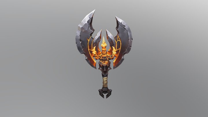 Hand-painted Demon Axe 3D Model