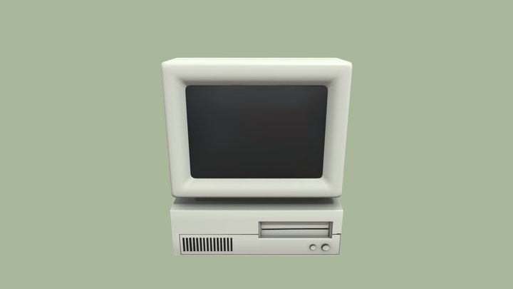 Vintage Beige Monitor: Semi-Realistic Low-Poly 3D Model
