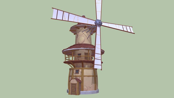 Stylized Windmill 3D Model