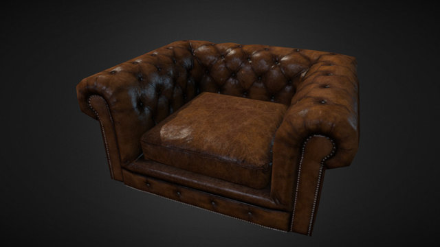 Game Ready Chesterfield Armchair 400 Poly 3D Model
