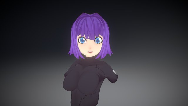 Cartoon Girl Character Expression. 3D Model