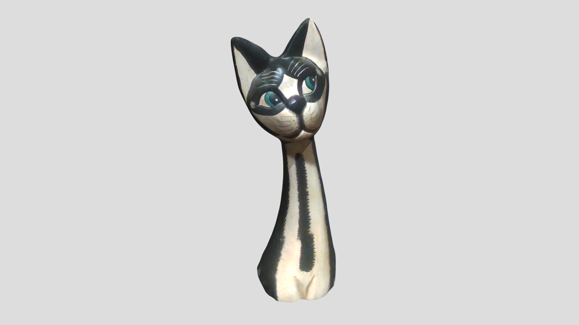 Wooden cat bust