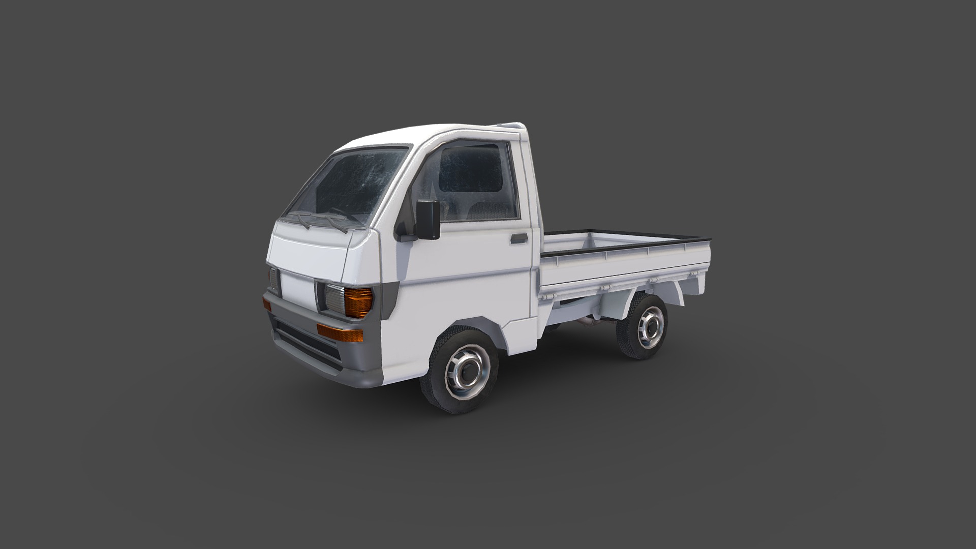 3D model Asian Mini Truck - This is a 3D model of the Asian Mini Truck. The 3D model is about a white truck with a flat bed.