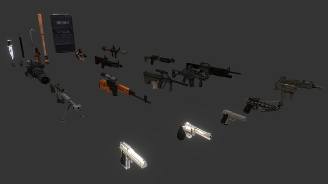 Low-poly Mobile Weapons 3D Model