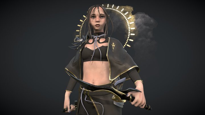 Character Creation - Elf Girl with Dagger 3D Model